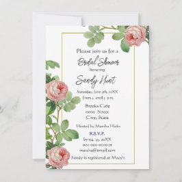 Elegante Vintage Roos Bloemrijke Bruidsborrel Kaart