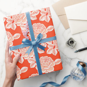 Elegante vintage roos cadeauverpakking in koraalro cadeaupapier