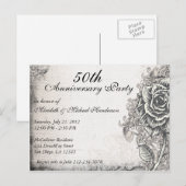 Elegante vintage roos jubileumfeest uitnodiging (Voorkant / Achterkant)