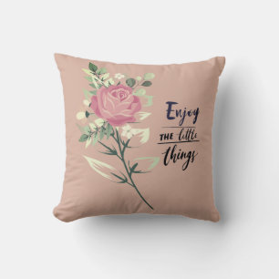 Elegante Vintage Roos Moderne Spreuk Geniet Kussen