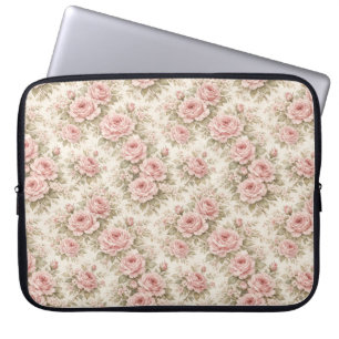 Elegante vintage roos naadloos bloemmotief laptop sleeve