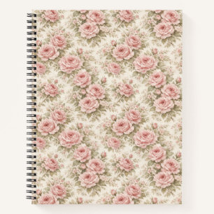 Elegante Vintage Roos Naadloos Bloemmotief Notitieboek