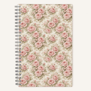 Elegante Vintage Roos Naadloos Bloemmotief Notitieboek