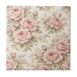 Elegante vintage roos naadloos bloemmotief tegeltje
