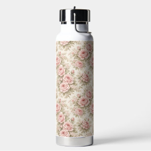 Elegante Vintage Roos Naadloos Bloemmotief Waterfles