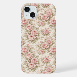 Elegante vintage roos naadloos bloempatroon iPhone 15 plus case