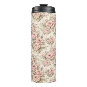 Elegante vintage roos naadloos bloempatroon thermosbeker