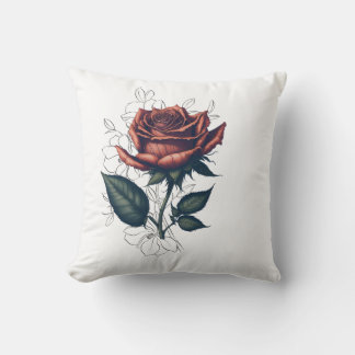 Elegante Vintage Roos – T-Shirt Ontwerp met Bloemm Kussen