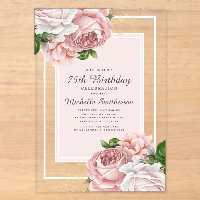 Elegante vintage roze bloem 75ste verjaardag