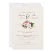 Elegante Vintage Roze Roze Bloemige Crème Trouw
