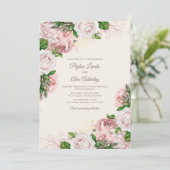 Elegante Vintage Roze Roze Bloemige Trouw Kaart (Staand voorkant)