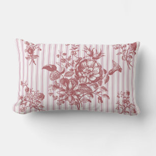 Elegante vintage roze roze bloemrijke strepen kussen