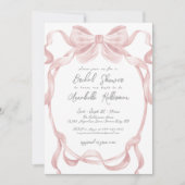 Elegante Vintage Roze Strik Bruidsdouche Kaart (Voorkant)