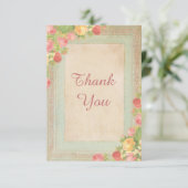 Elegante Vintage Rozen Bedankt (Staand voorkant)
