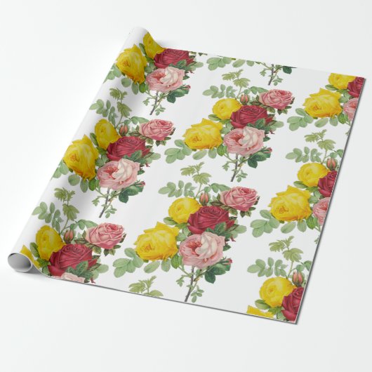 Elegante Vintage Rozen Bloemengeschenk  Cadeaupapier (Uitgerold)