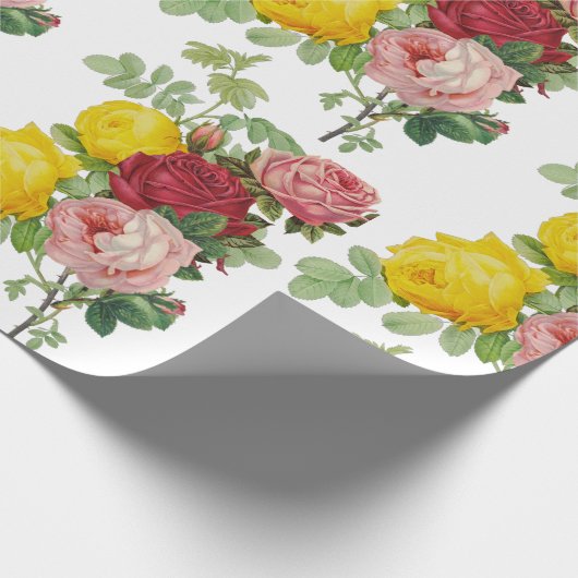 Elegante Vintage Rozen Bloemengeschenk  Cadeaupapier (Hoek)