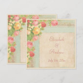Elegante Vintage Rozen Bruiloft Kaart (Voorkant / Achterkant)
