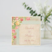Elegante Vintage Rozen Bruiloft Kaart (Staand voorkant)