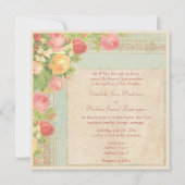Elegante Vintage Rozen Bruiloft Kaart (Achterkant)