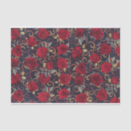 Elegante vintage rozen & decoupage met damastpatro tissuepapier