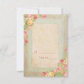 Elegante Vintage Rozen Huwelijk Tafelnummer (Voorkant)