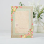 Elegante Vintage Rozen Huwelijk Tafelnummer (Staand voorkant)