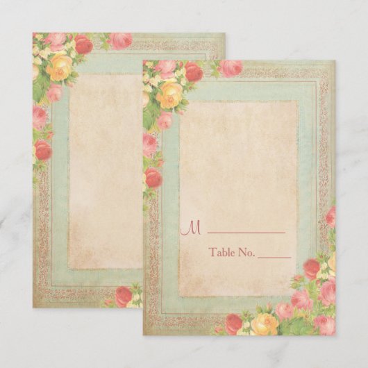 Elegante Vintage Rozen Huwelijk Tafelnummer (Voorkant / Achterkant)