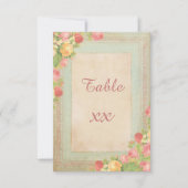 Elegante Vintage Rozen Huwelijk Tafelnummer (Voorkant)