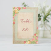Elegante Vintage Rozen Huwelijk Tafelnummer (Staand voorkant)