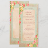 Elegante Vintage Rozen Huwelijksmenu Menu (Voorkant / Achterkant)