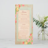 Elegante Vintage Rozen Huwelijksmenu Menu (Staand voorkant)