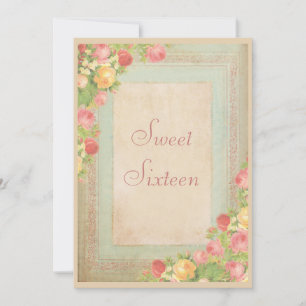 Elegante Vintage Rozen Sweet Sixteen Kaart