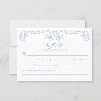 Elegante Vintage RSVP Kaart – Groene Roos Filigrei