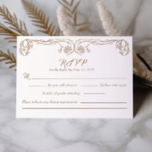 Elegante Vintage RSVP Kaart – Groene Roos Filigrei
