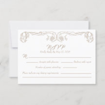 Elegante Vintage RSVP Kaart – Groene Roos Filigrei