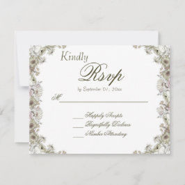 Elegante Vintage Rustieke Bloem Bruiloft RSVP Kaar Kaart