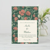 Elegante Vintage Rustieke Groene Rode Bloemige Bru Kaart (Staand voorkant)