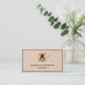 Elegante Vintage Rustieke Jute Honingbij Imker Visitekaartje (Staand voorkant)