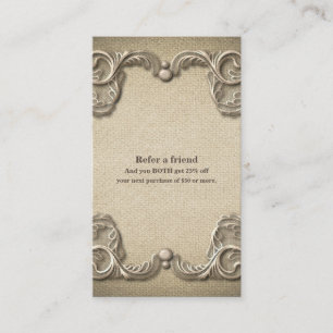 Elegante Vintage Rustieke Jute Refer a Friend Aanbevelingskaartje