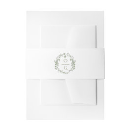 Elegante Vintage Saliegroen Franse Bloemige Trouw  Uitnodigingen Wikkel