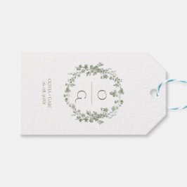 Elegante Vintage Saliegroene Franse Bloemige Trouw Cadeaulabel