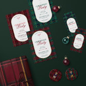 Elegante vintage Schotse ruit Kerst uitnodiging