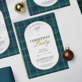 Elegante vintage Schotse ruit Kerst uitnodiging