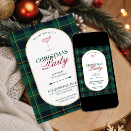 Elegante vintage Schotse ruit kerst uitnodiging