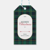 Elegante vintage Schotse ruit kerstcadeaubijsluite Cadeaulabel (Voorkant)
