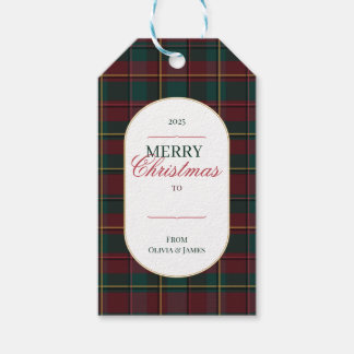 Elegante vintage Schotse ruit kerstcadeautag Cadeaulabel