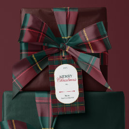 Elegante vintage Schotse ruit kerstcadeautag Cadeaulabel