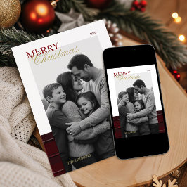 Elegante vintage Schotse ruit Kerstkaart