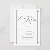 Elegante Vintage Script en Kant Bruiloft RSVP Kaartje (Voorkant)