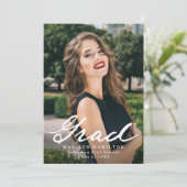 Elegante Vintage Script Foto Afstudeerfeest Kaart (Staand voorkant)